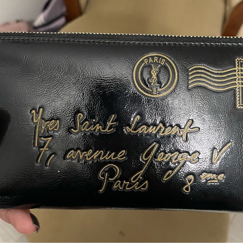 Yves Saint Laurent Black and Gold Clutch Wallet